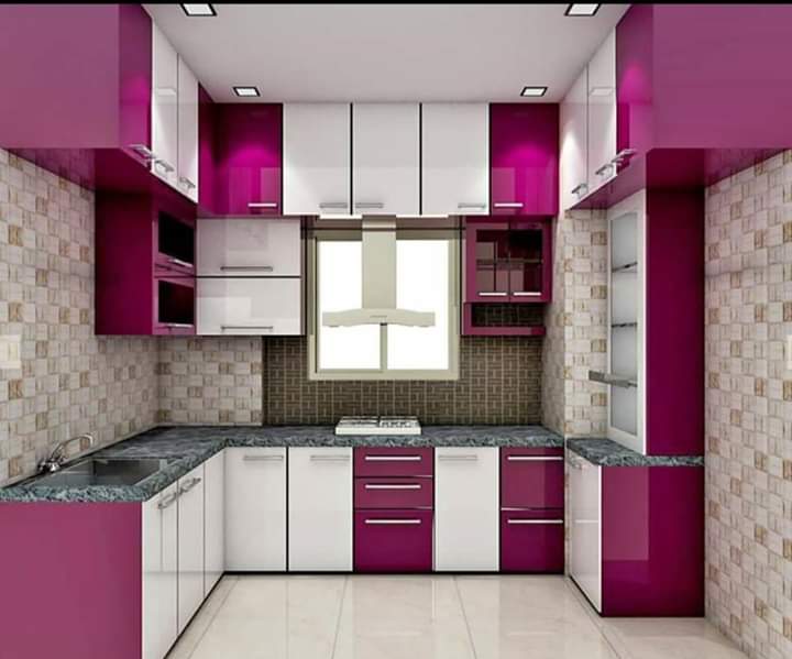 A wooden cupboard and shelfs in a kitchen