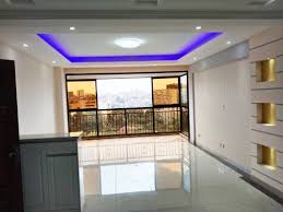 installed gypsum ceiling  with lights