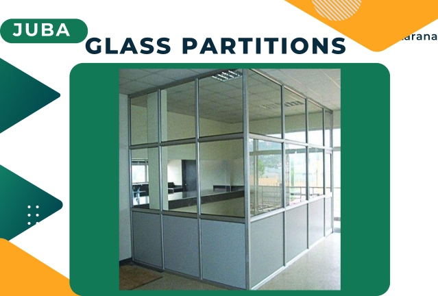 A mixed glass and aluminum partition