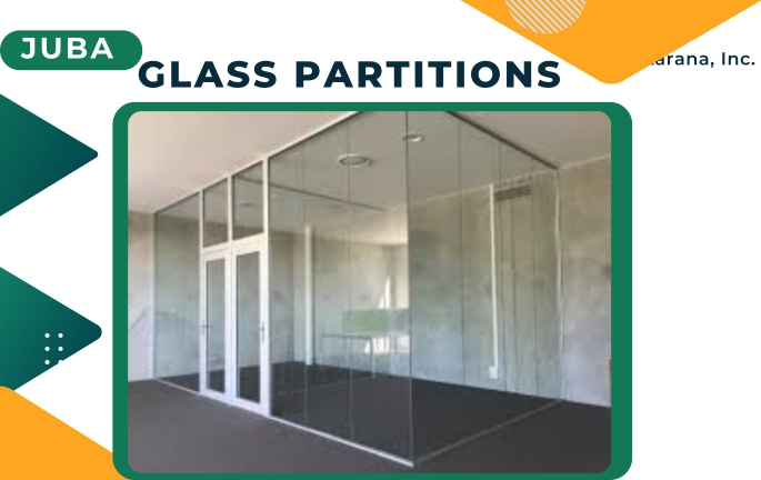 A clear glass partition