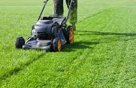 A man using a lown mower