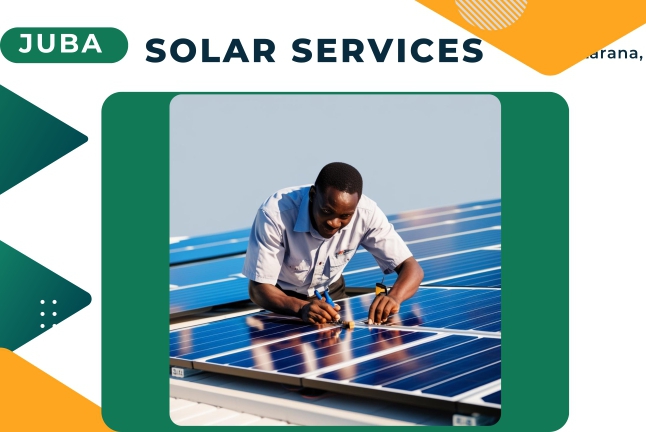 A solar technician fixing solar panels on the roof