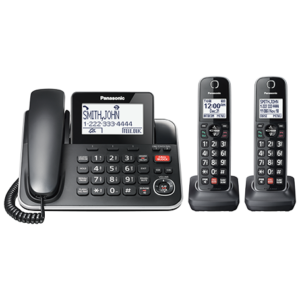 Two business telephones in a white background