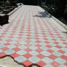 Colored tiles installed on a drive way