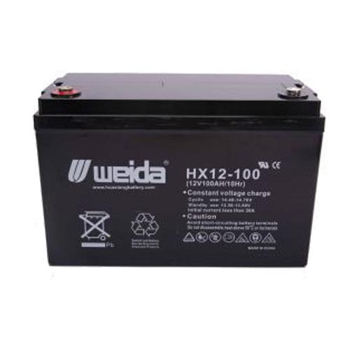 A black Weida 200Ah Gel Battery 12V  in a white background