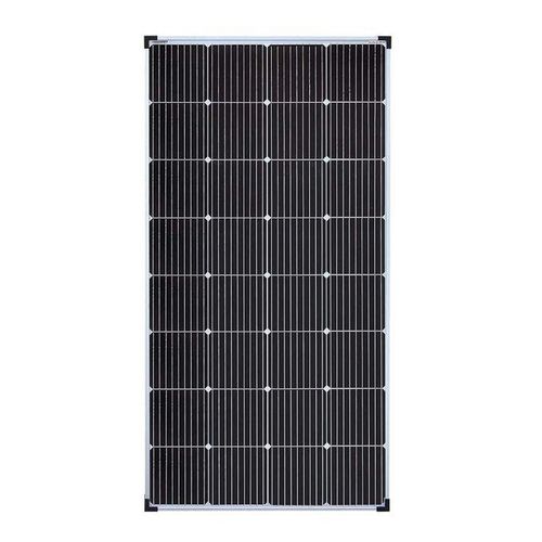 A black colored Monocrystalline 150W Panel in a white background